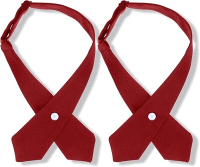 French Toast Girls' School Uniform Adjustable Cross Tie Solid , Red - 2 Pack