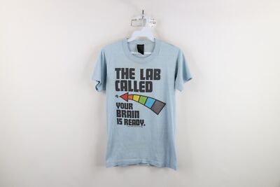 Vintage 80s Womens Small The Lab Called Your Brain Is Ready LSD Acid T-Shirt USA