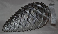 Large Silver Color Metal Pinecone Ornament 11" Christmas Sparkle Holiday NEW