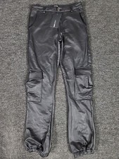 Faux Leather Pants Womens Small Black Sassy Spice Cargo 27x30 Fashion Nova