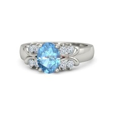 Natural Blue Topaz Gemstone with 925 Sterling Silver Ring for Women's 3940