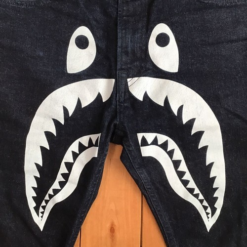 BAPE Shark Denim Pants indigo A Bathing Ape Size L - Picture 2 of 10