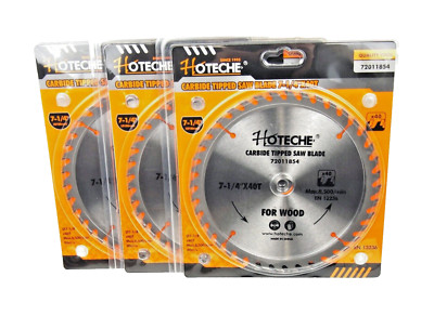 3 Pc Carbide Tipped Circular Saw Blade 7-1/4'' 40T 5/8'' arbor Wood Cut 72011854