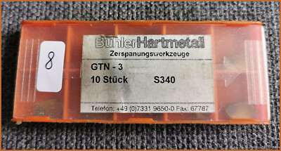 Bühler Hartmetall GTN-3 S340 HM Schneideinsätze 9 Stück