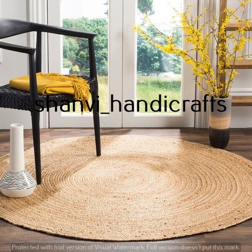 Indien Hand Braided Bohemian Home Decor Round Handwoven Beautiful Jute Rag Rugs - Afbeelding 1 van 5