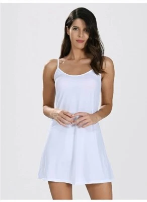 Damen Unterkleid Unterrock mit Verstellbaren Spaghetti Trägern Nachtkleid 3851 - Bild 1 von 4