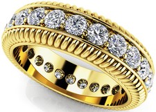 1.51 carat Round Diamond Ring Eternity Band Size 6.5, 14k Yellow Gold, F-G