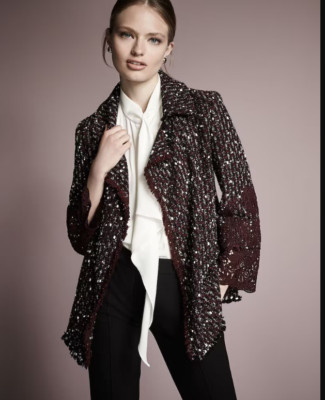 $2.5K Escada open front wool  paillette lace jacket blazer cardigan sz 40 10 L