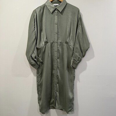 Ludovica Green Satin Button Down Shirt Dress Size M | eBay Ludovica Green Satin Button Down Shirt Dress Size M | eBay