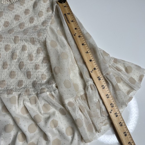 Camicia Alexander McQueen MCQ taglia 38 crema arricciacapelli tulle a pois trasparente A020823 - Foto 9 di 9