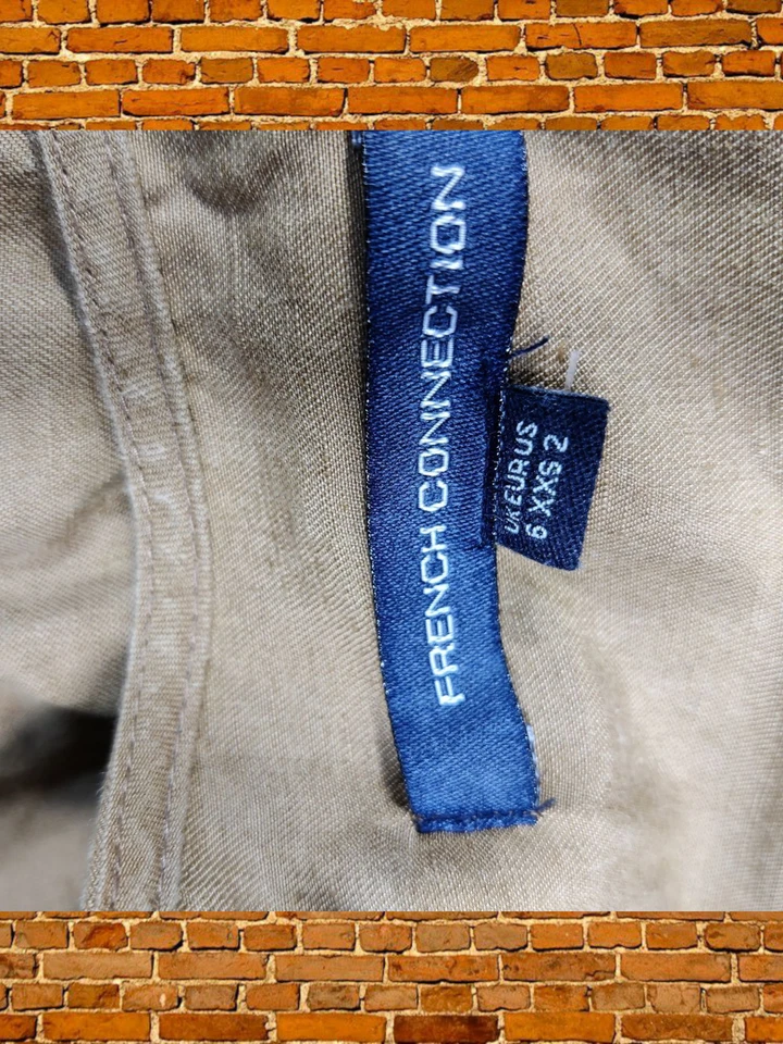 FRENCH CONNECTION UK 6 MONO TABACO MANGA CORTA TODO EN UNO MEZCLA DE LINO MUJER Foto 3 de 4