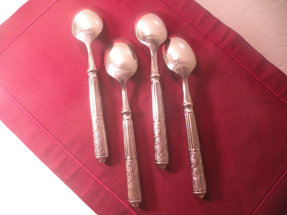 4 Place Oval Soup Spoons Ricci Argentieri Amalfi 18/10 Glossy Stainless 8 1/4" C - Image 4 of 4