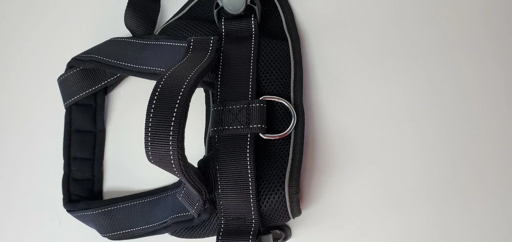 Dog Harness Black XL no pull handle Adjustable Reflective material sturdy safety