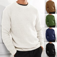 Men's Crew Neck Sweater Casual Knitted Pullover Warm Sweaters