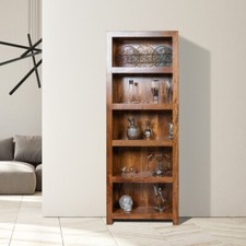 SOLID MANGO WOOD DAKOTA 5 SHELF BOOKCASE NEW INDIAN FURNITURE