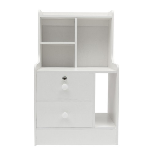 Nightstand With 2 Drawers Nightstand With Storage Shelf Modern Nightstand White - Picture 7 of 21