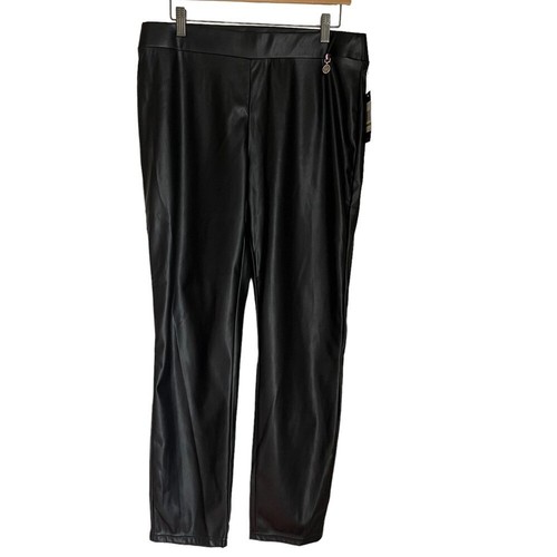 Tommy Hilfiger Pants Womens Black Vegan Leather Skinny- Ankle Pant Size: 14 - Picture 8 of 9