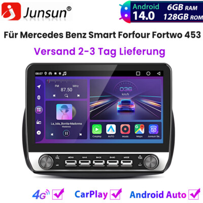 10.1'' Autoradio Android 14 Carplay GPS NAVI 6+128GB Für Smart Forfour Fortwo 453