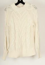 Loft Women s Sweater Small White Long Sleeve Pullover Cable Knit