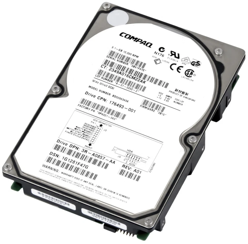 Disque Compaq BD0096349A 176493-001 9.GB 10000U/Min 4MB SCSI U160 3.5'' Pouces - Image 3 of 3