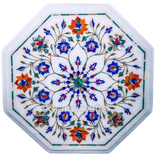 14 Inches Pietra Dura Art Corner Table for Kitchen table Marble Coffee Table Top