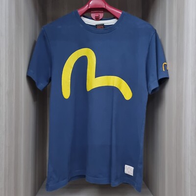 Evisu Logo Print T-shirt Navy M USED Custom Made