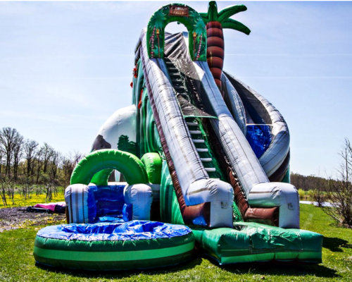 35x25x25 Commercial Inflatable Jungle Curved Water Slide Wet Bounce House Castle - Picture 1 of 8