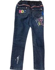 ROCAWEAR 1999 YOUTH 3T GIRL SKINNY BLUE JEANS DISTRESSED EMBROIDERED
