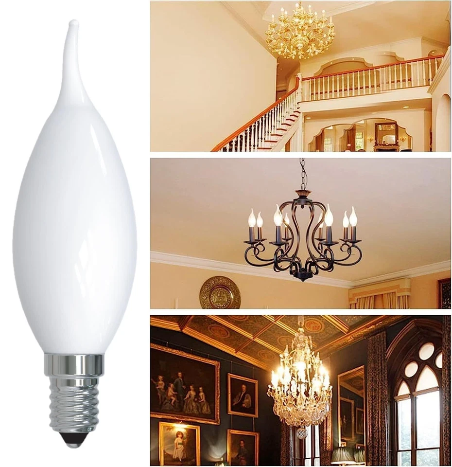 Diodesy 4PK LED Milky Flame Tip Light Bulb E12, 4.5W, 40W, 3000K, 400LM, CA10 - Image 2 of 4