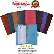 Slim Genuine Leather Checkbook Cover with Snap Closure for Extra Security COLORS