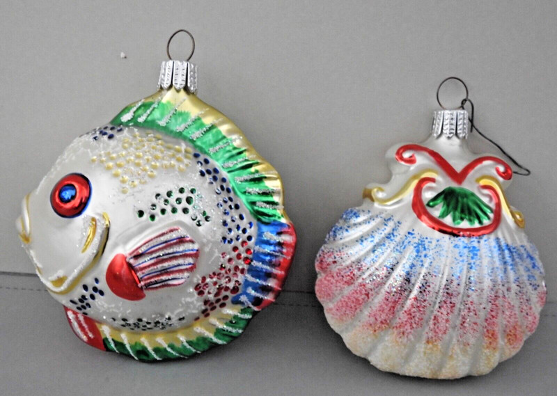 TWO LARGE BLOWN GLASS CHRISTMAS ORNAMENTS Polonaise?