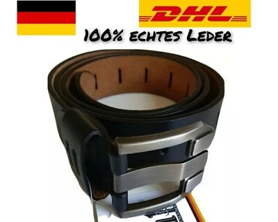 UNOUNOUNO Herren Damen Gürtel echt Leder Arbeitssgürtel Jeansgürtel Schwarz 115 cm neu DHL