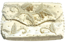 Richere Satin Beaded Clutch Purse - 7 " Wide x 4 1/2" High - Vintage / Beautiful