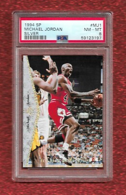 1994 SP MJ1 MICHAEL JORDAN SILVER PSA 8 NM-MINT HOF CHICAGO BULLS 