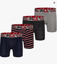 4 Pack FILA Ultra Soft Boxer Briefs Cotton Stretch Pouch MEDIUM 32"-34" 45