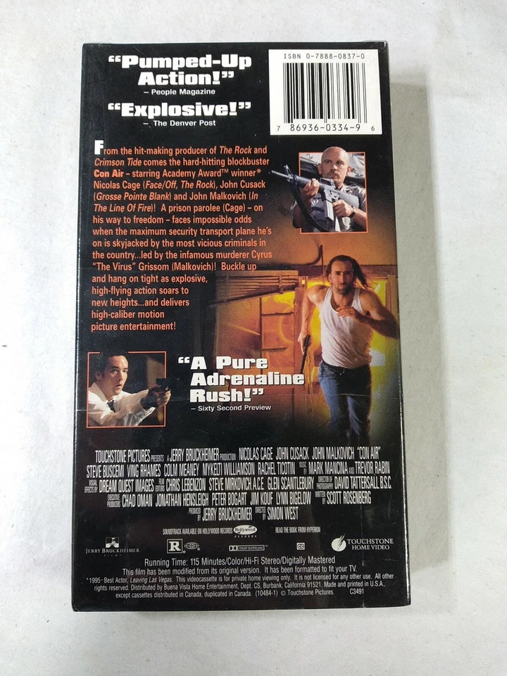 CON AIR - SEALED VHS Tape Nicolas Cage John Malkovich John Cusack Foto 2 de 4