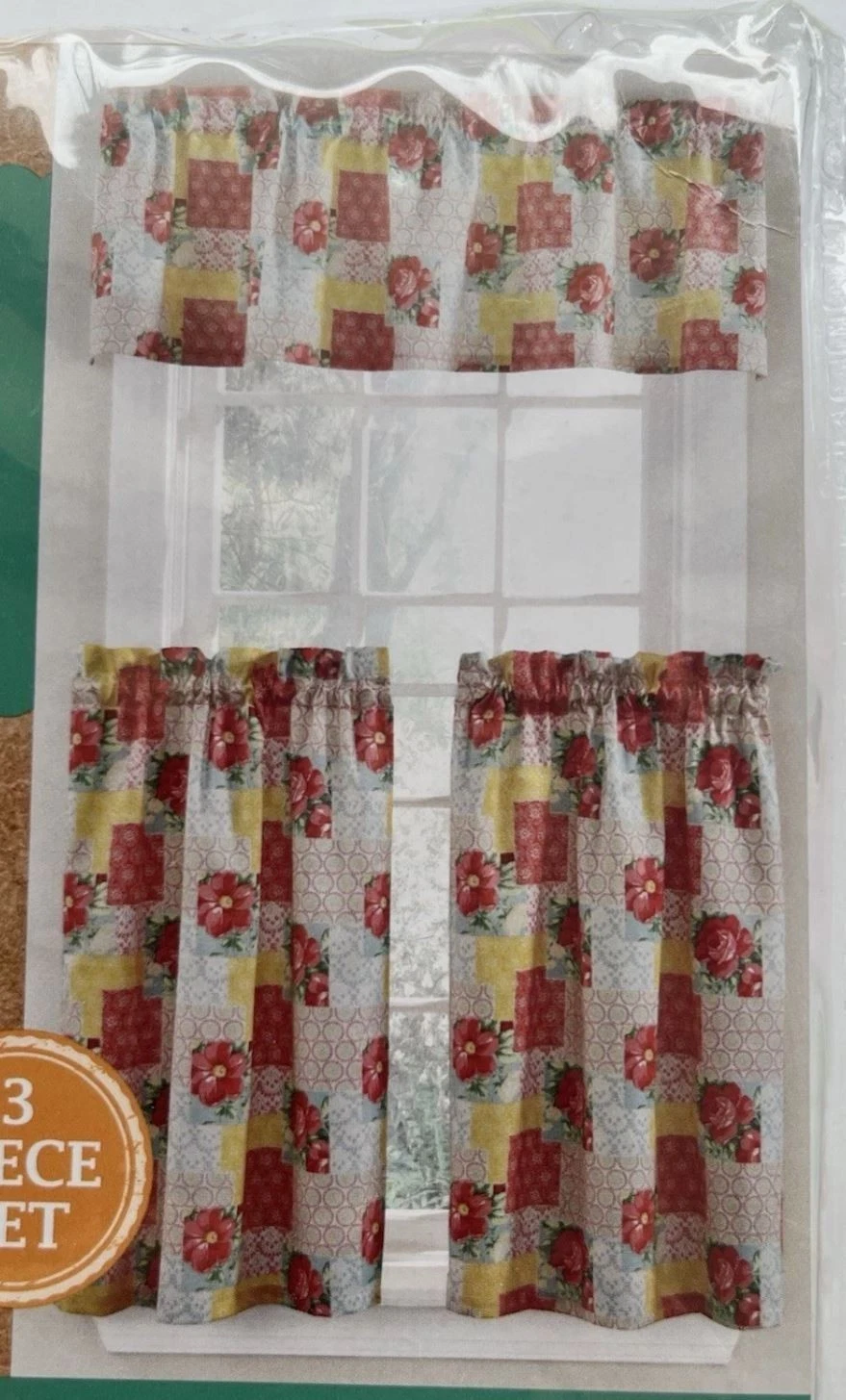 Pioneer Woman Floral Multicolor Patchwork Boho Farmhouse Curtain Valance Set NWT