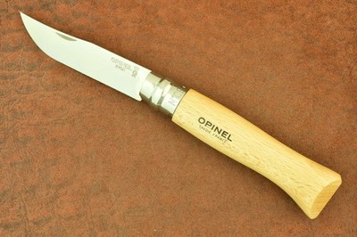 VINTAGE OPINEL INOX SAVOIE FRANCE NO 9 WOOD FOLDING KNIFE (33635)