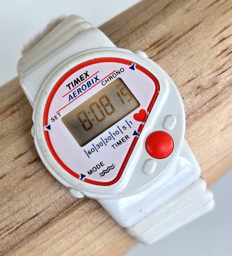 Vintage Timex Aerobix Digital Quartz Plastic Wrist Watch New Battery Rubber Band
