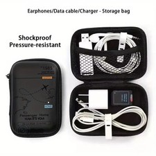 EVA Hard Case Travel Organizer Airplane Route Print Zipper Bag for Electronics
