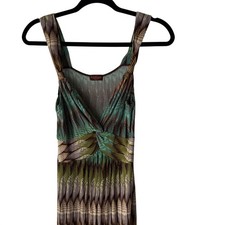 Life Style Sleeveless Maxi Dress L Boho Twist Front Ombre Earth Tones Festival
