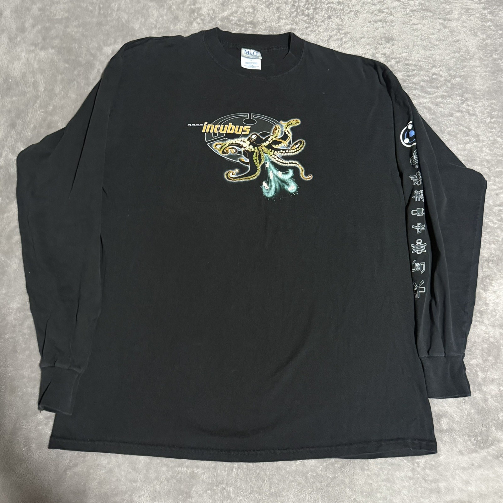 Vintage 2000 Incubus Octopus Long Sleeve Graphic T Shirt Y2K Size XL Rock Band