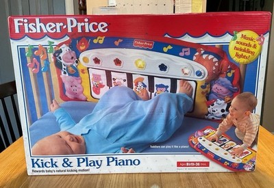 Fisher Price Kick and Play Piano Vintage Open Box 1998 Music Lights Works!