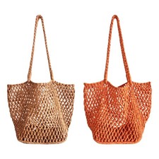 Borsa tote estiva intrecciata, grande ed elegante, per lo shopping, i viaggi