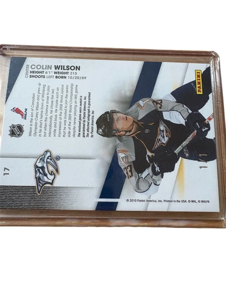 Colin Wilson 2010-11 Certified Potential Auto Patch 1/1 NHL Trading Card - Image 2 of 3