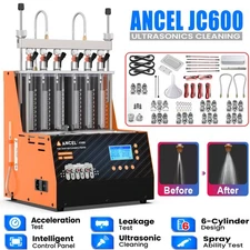 ANCEL JC600 Ultrasonic Fuel Injector Tester Cleaner Cleaning Machine 6-Cylinder