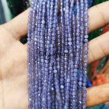 Natural Tanzanite 3mm Faceted Round Beads, Blue Tanzanite Beads Beaded Necklace