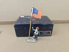 Lang And Wise Folk Art Villages  MAN & SMALL GIRL RAISING FLAG 30010703