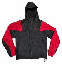 Jordan Colorblock Hooded Full Zip Windbreaker Jacket Black/Red L