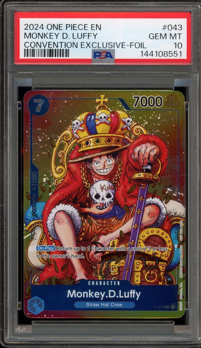 One Piece CCG Monkey.D.Luffy Convention Exclusive Foil P-043 PSA